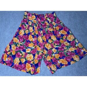 Vintage The Limited Rayon Floral Culotte Shorts M‎ High Waist Wide Leg 90s
